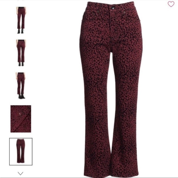Rag & Bone Hana Burgundy Cheetah print crop pants - Picture 1 of 9